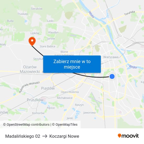 Madalińskiego 02 to Koczargi Nowe map