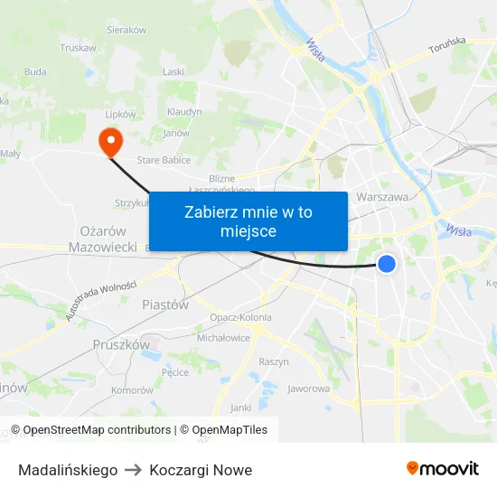 Madalińskiego to Koczargi Nowe map