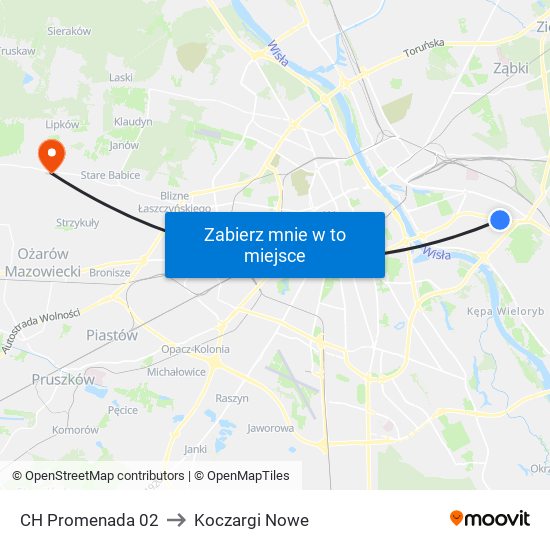 CH Promenada 02 to Koczargi Nowe map