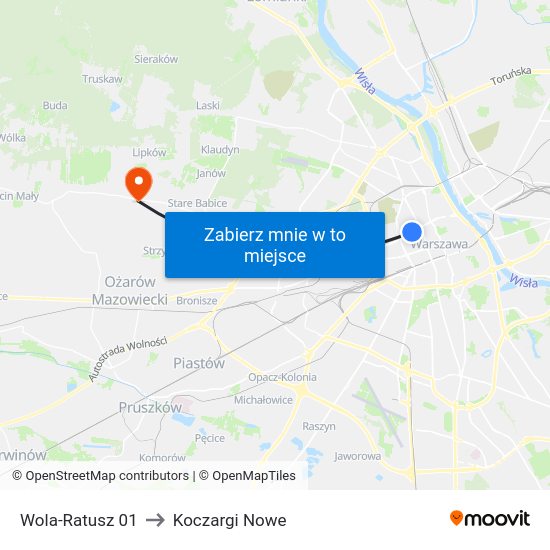 Wola-Ratusz 01 to Koczargi Nowe map