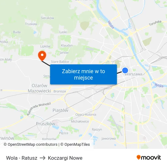 Wola - Ratusz to Koczargi Nowe map