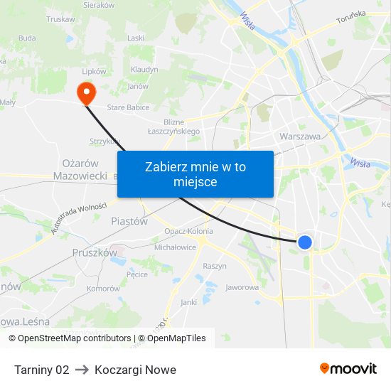 Tarniny 02 to Koczargi Nowe map