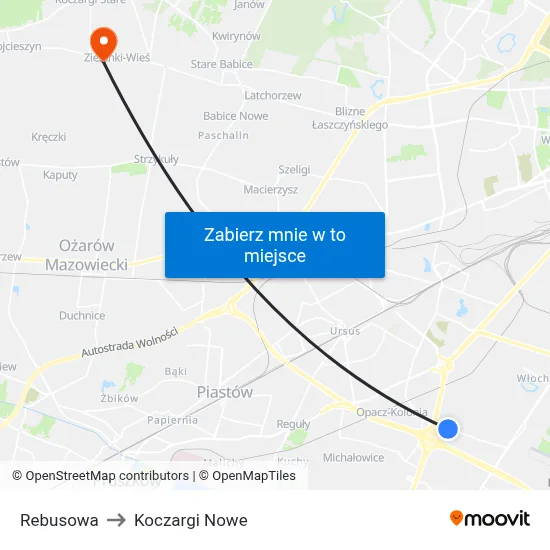 Rebusowa to Koczargi Nowe map