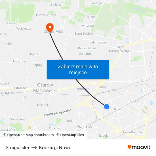 Śmigielska to Koczargi Nowe map