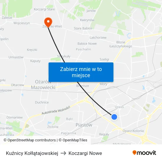 Kuźnicy Kołłątajowskiej to Koczargi Nowe map