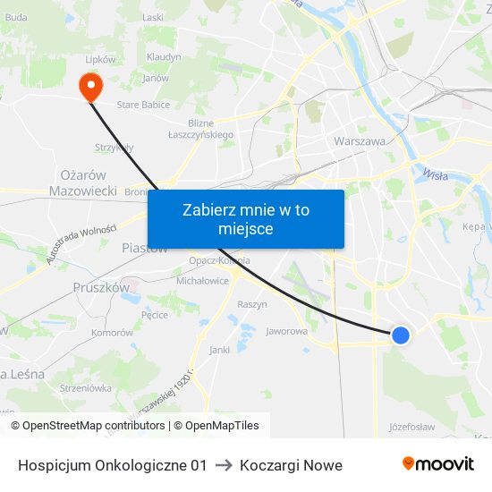 Hospicjum Onkologiczne 01 to Koczargi Nowe map