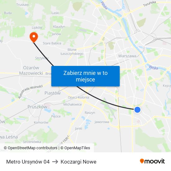 Metro Ursynów 04 to Koczargi Nowe map