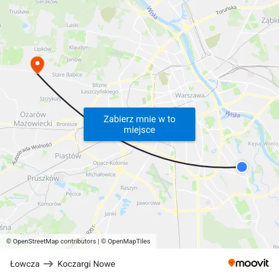 Łowcza to Koczargi Nowe map