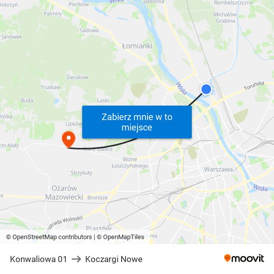 Konwaliowa 01 to Koczargi Nowe map