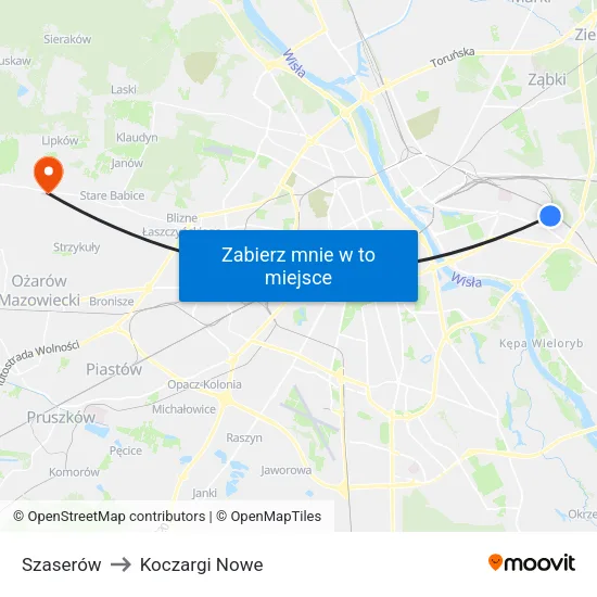 Szaserów to Koczargi Nowe map
