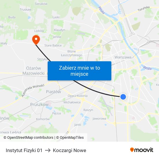 Instytut Fizyki 01 to Koczargi Nowe map