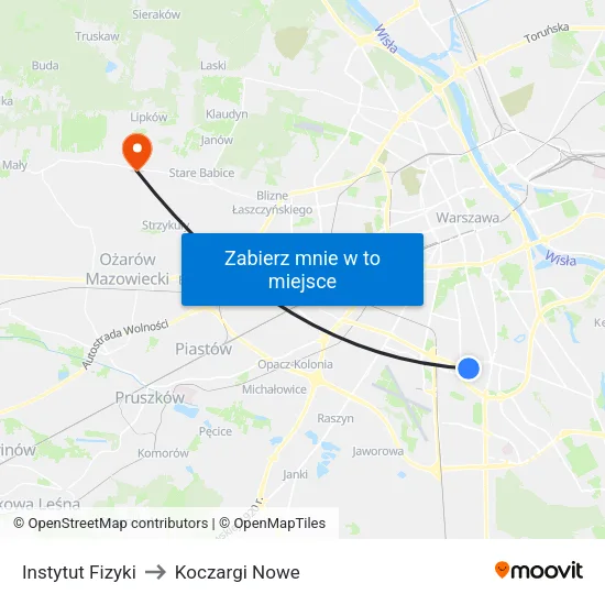 Instytut Fizyki to Koczargi Nowe map