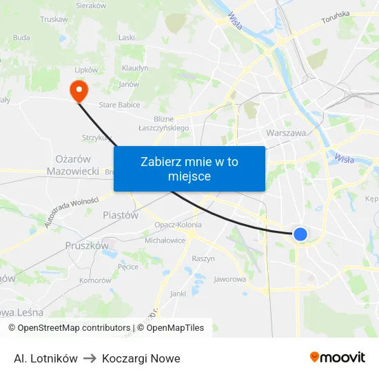 Al. Lotników to Koczargi Nowe map