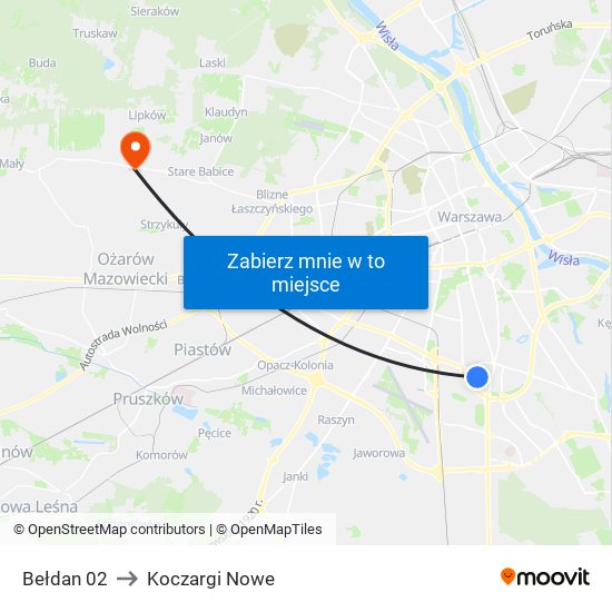 Bełdan 02 to Koczargi Nowe map