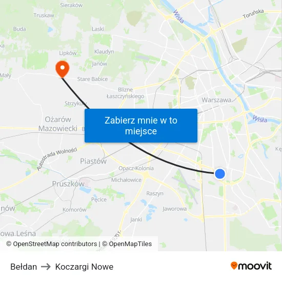 Bełdan to Koczargi Nowe map