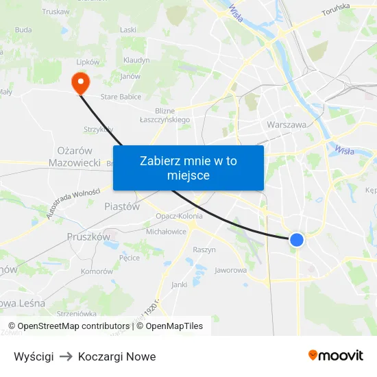 Wyścigi to Koczargi Nowe map