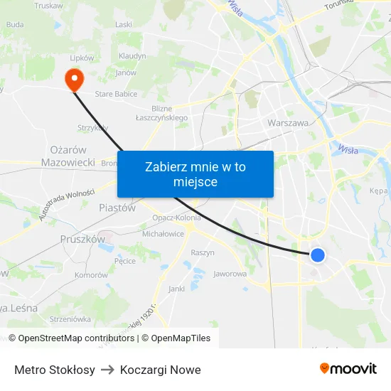 Metro Stokłosy to Koczargi Nowe map