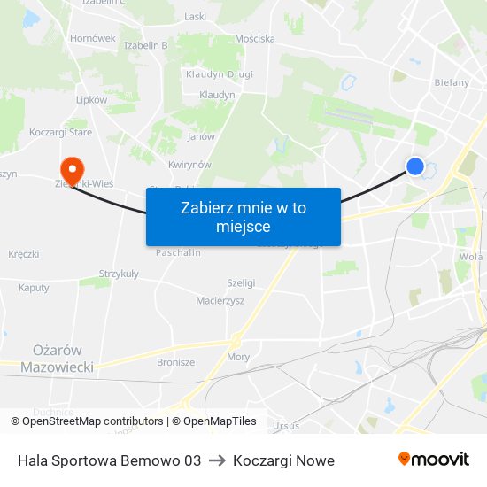 Hala Sportowa Bemowo to Koczargi Nowe map