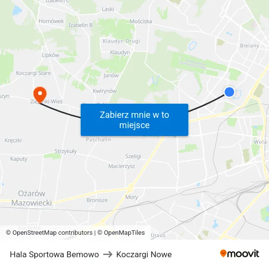 Hala Sportowa Bemowo to Koczargi Nowe map