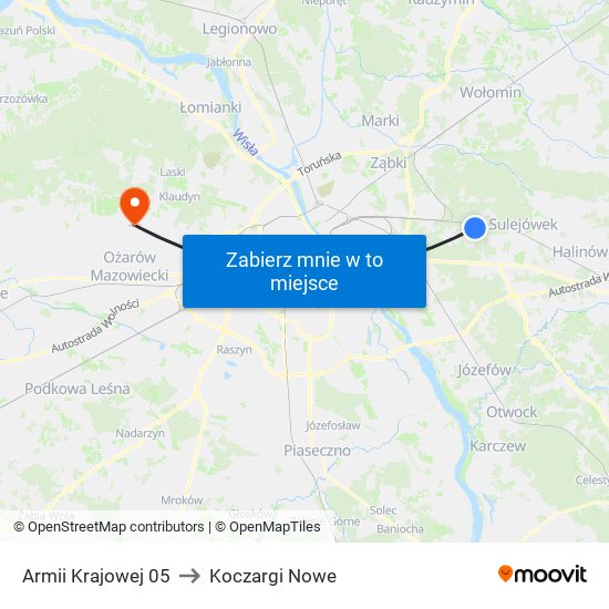 Armii Krajowej 05 to Koczargi Nowe map