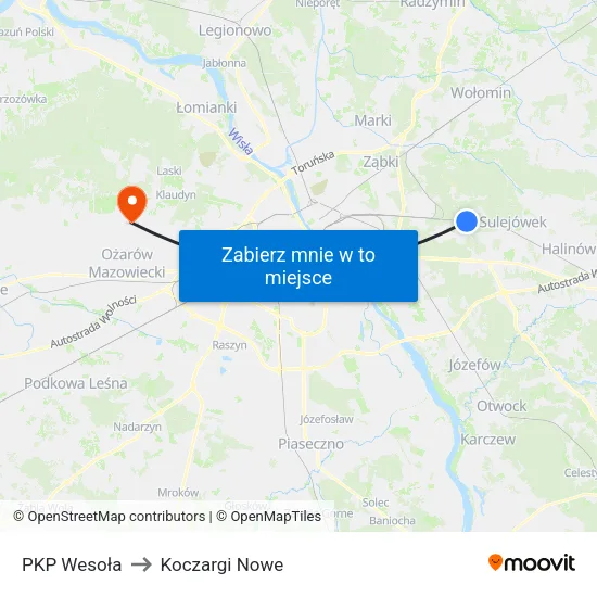 PKP Wesoła to Koczargi Nowe map