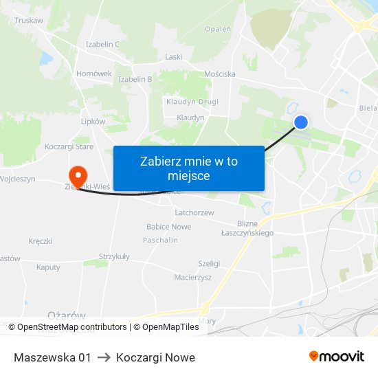 Maszewska 01 to Koczargi Nowe map