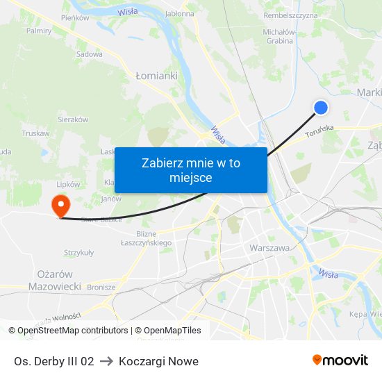 Os. Derby III to Koczargi Nowe map