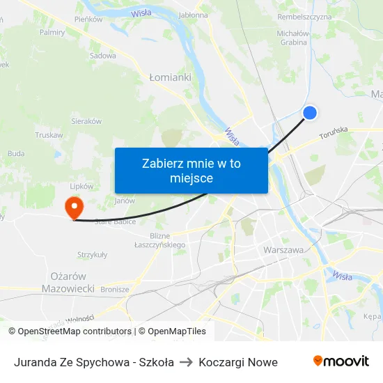 Juranda Ze Spychowa - Szkoła to Koczargi Nowe map