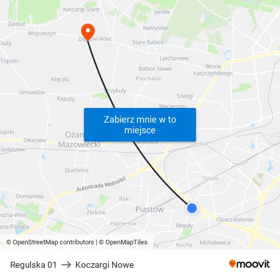 Regulska 01 to Koczargi Nowe map