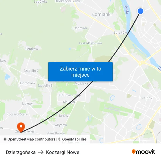 Dzierzgońska to Koczargi Nowe map