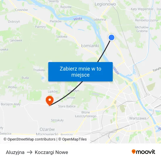 Aluzyjna to Koczargi Nowe map
