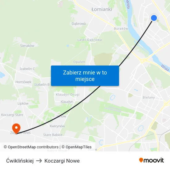 Ćwiklińskiej to Koczargi Nowe map