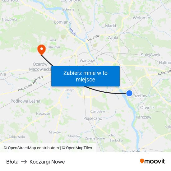 Błota to Koczargi Nowe map