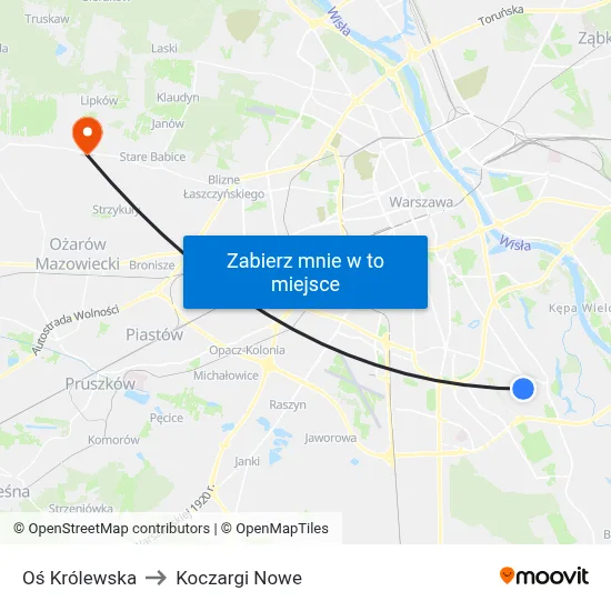Oś Królewska to Koczargi Nowe map