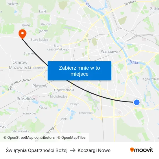 Świątynia Opatrzności Bożej to Koczargi Nowe map