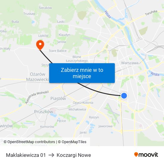 Maklakiewicza to Koczargi Nowe map