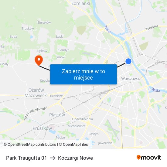 Park Traugutta 01 to Koczargi Nowe map