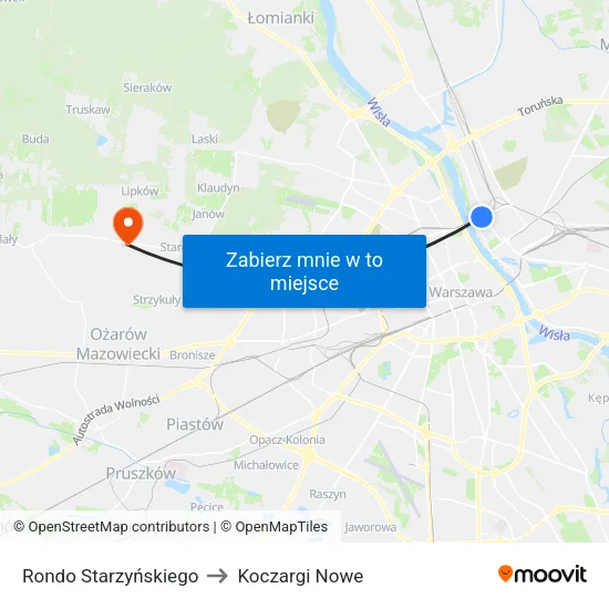 Rondo Starzyńskiego to Koczargi Nowe map