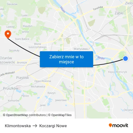 Klimontowska to Koczargi Nowe map