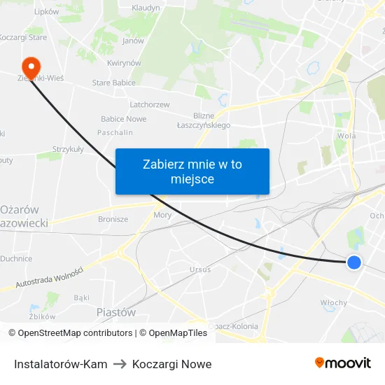 Instalatorów - Kam to Koczargi Nowe map