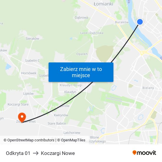 Odkryta 01 to Koczargi Nowe map