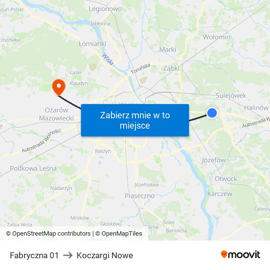 Fabryczna 01 to Koczargi Nowe map