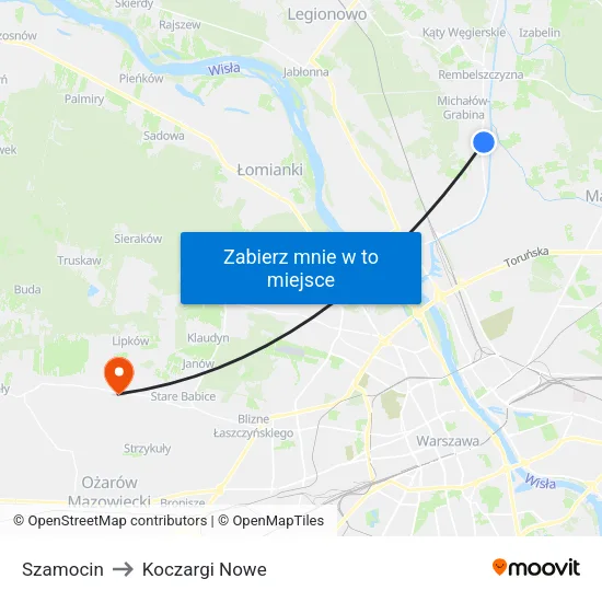Szamocin to Koczargi Nowe map