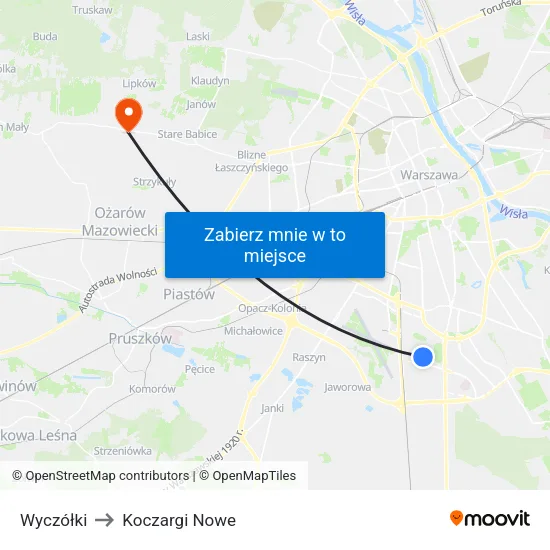 Wyczółki to Koczargi Nowe map