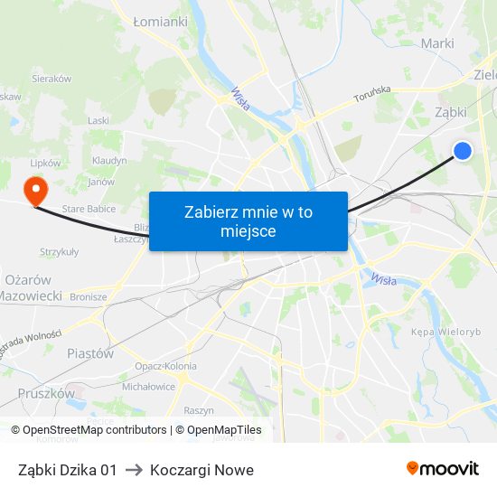 Ząbki Dzika 01 to Koczargi Nowe map