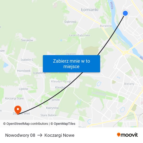 Nowodwory 08 to Koczargi Nowe map