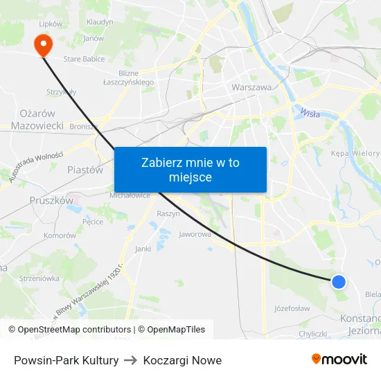 Powsin - Park Kultury to Koczargi Nowe map