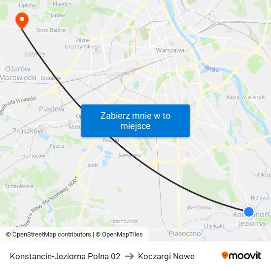 Konstancin-Jeziorna Polna 02 to Koczargi Nowe map