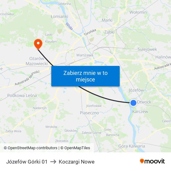 Józefów Górki 01 to Koczargi Nowe map