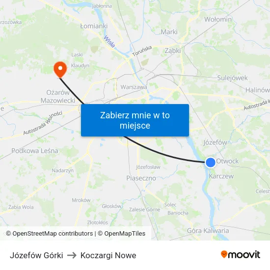 Józefów Górki to Koczargi Nowe map